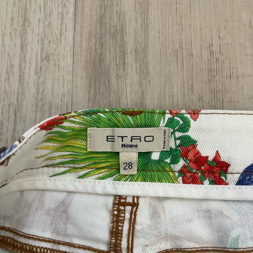 Etro White Forest Printed Denim Skinny Jeans 28 - Picture 10 of 12